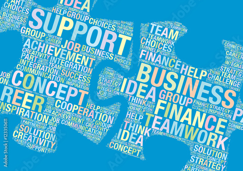 Teamwork Business word cloud concept made of puzzle pieces vector