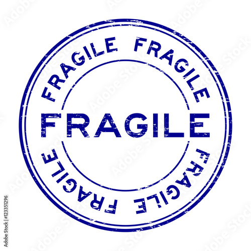 Grunge blue fragile rubber stamp