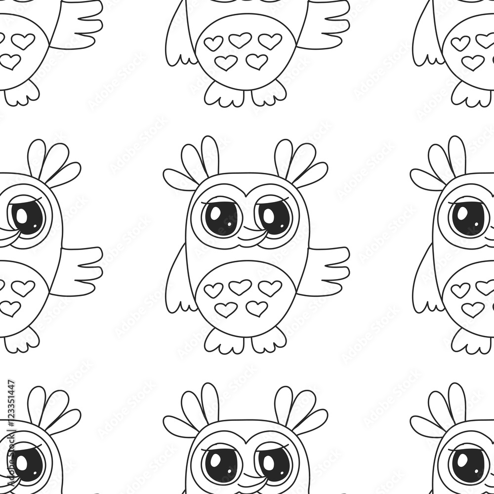 Fototapeta premium Seamsless pattern with cute owl Vector image