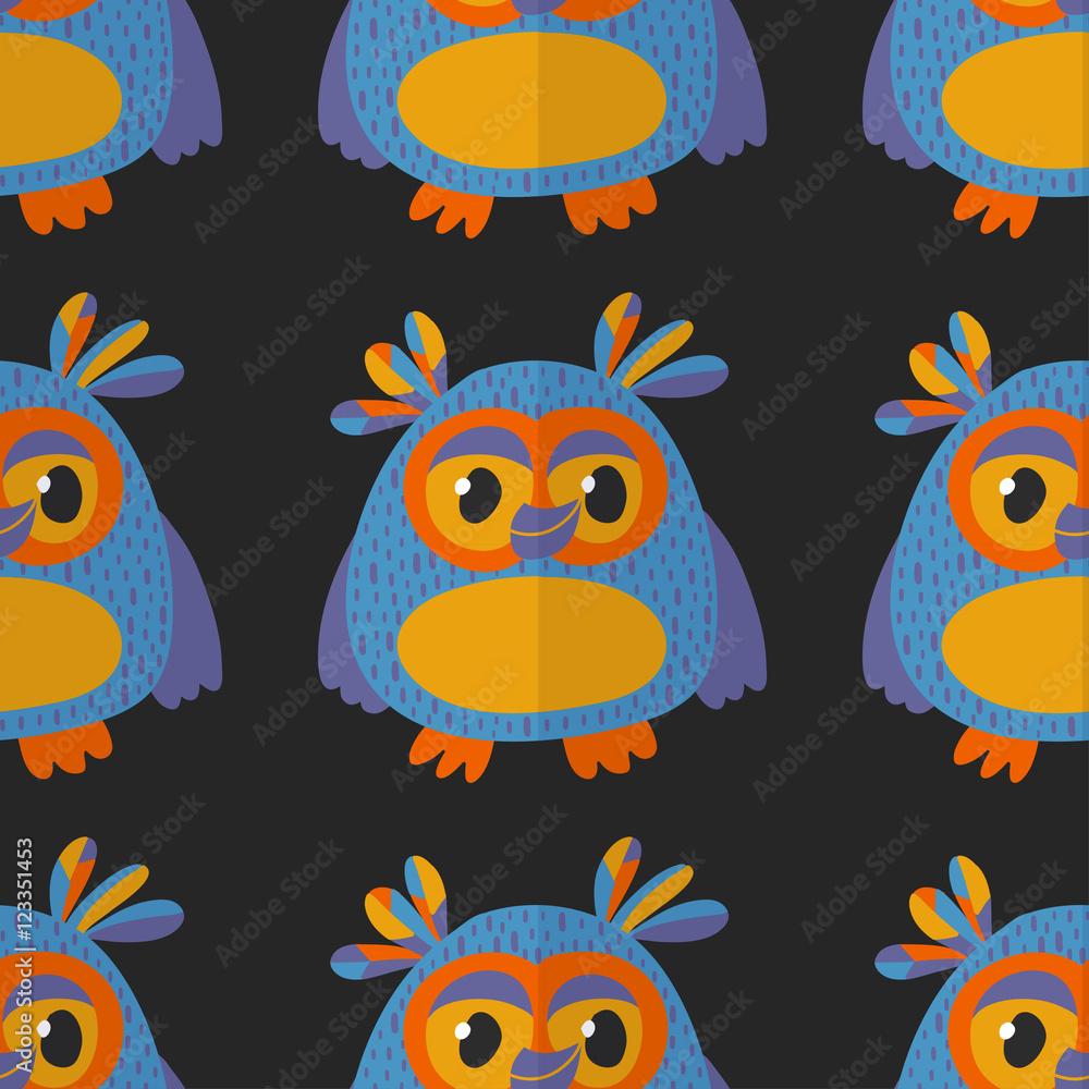 Seamsless pattern with cute owl Vector image