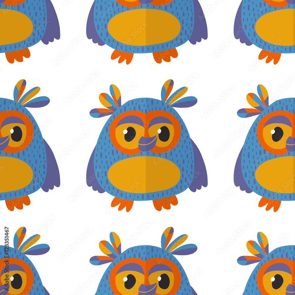 Fototapeta premium Seamsless pattern with cute owl Vector image