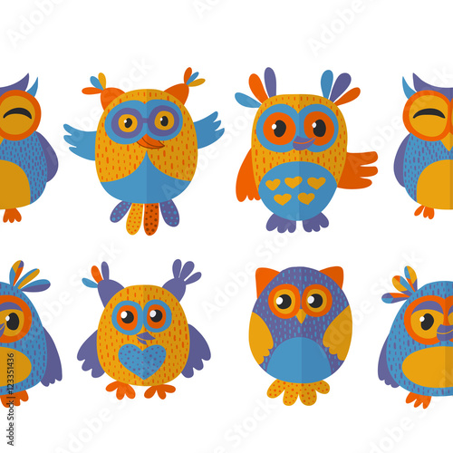 Seamsless pattern with cute owl Vector image