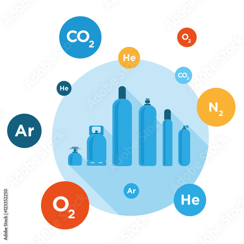 Gas bottles flat vector illustration