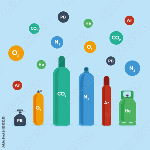 Color gas bottles vector illustration