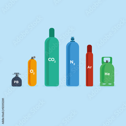 Color gas bottles vector illustration