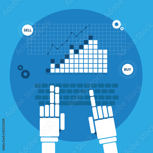 Robot trader vector illustration