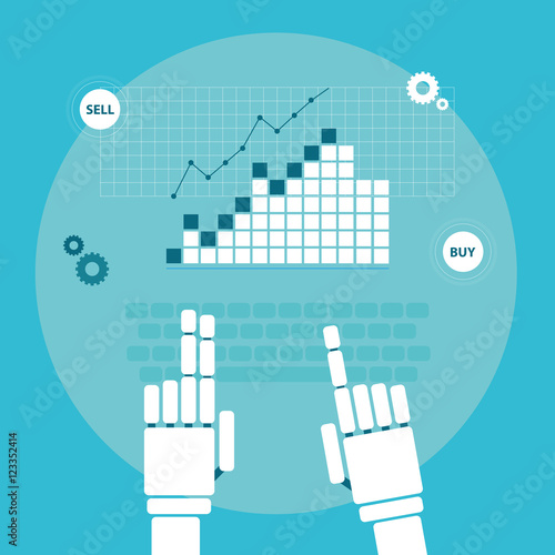 Robot trader vector illustration
