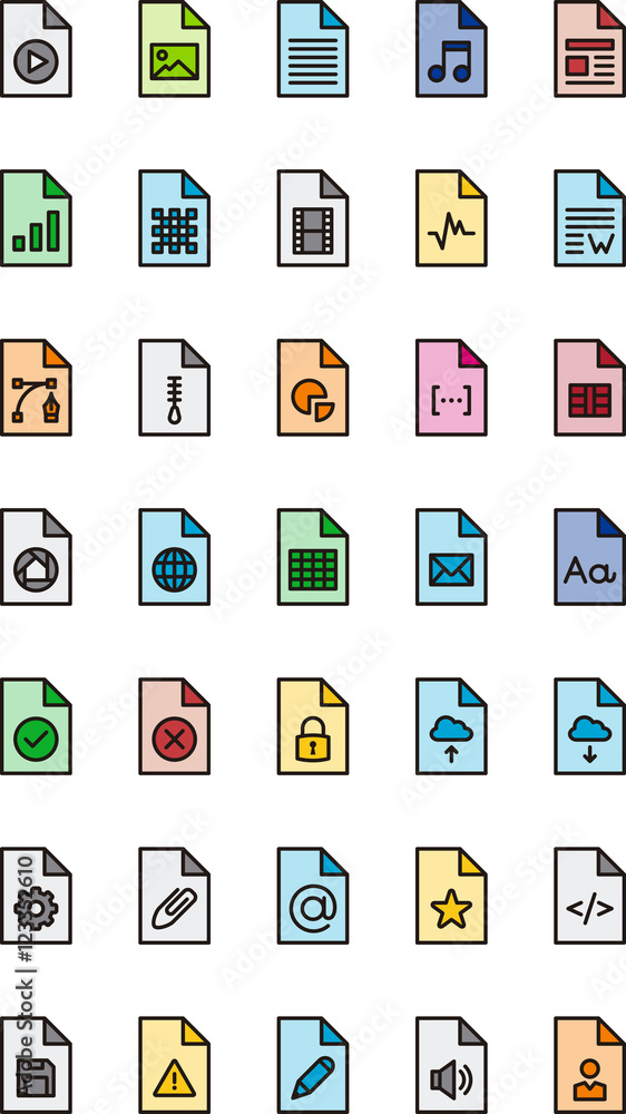 FILES & DOCUMENTS color liner icons FILES & DOCUMENTS color liner icons