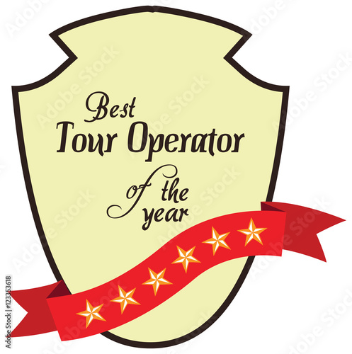 Vector promo label of best tour operator or tour guide service a