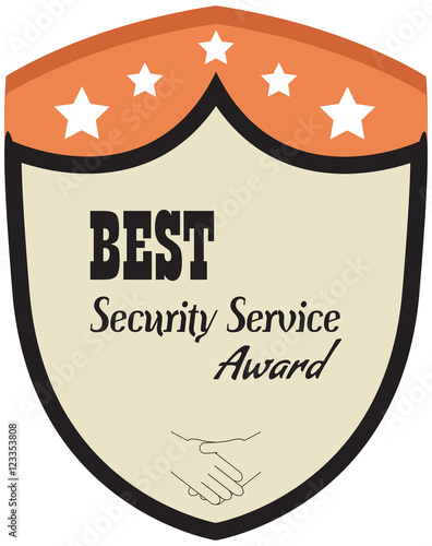 Vector promo label of best security service award of the year.