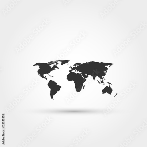World map icon. Flat design style. Template fo