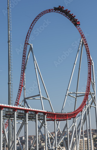 Roller coaster ride at a theme park