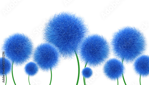 Niebieskie kwiaty na białym tle #123355296