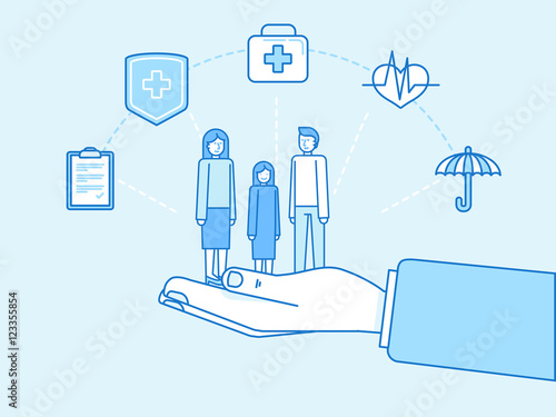 Health insurance concept - illustration and infographics design