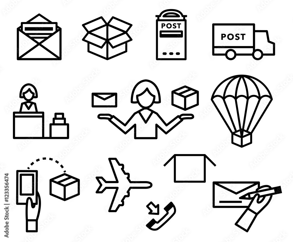 Post vector icons. Shipping and delivery set Post vector icons. Shipping and delivery set