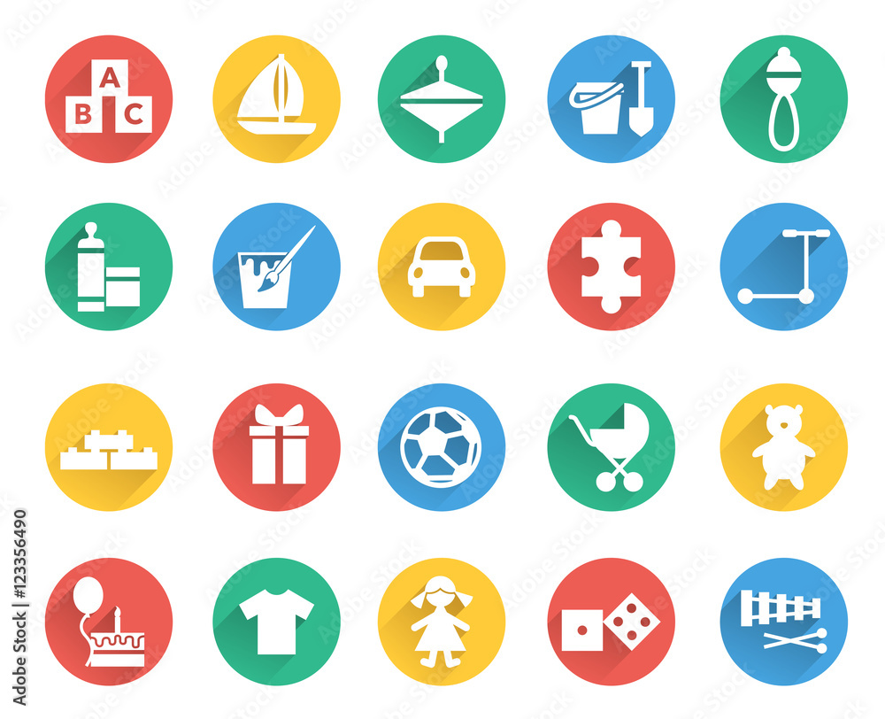 Toys and children icons vector set Toys and children icons vector set