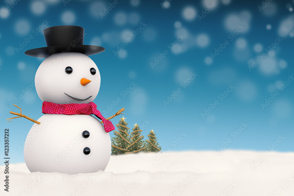 smiling snowman on blue background smiling snowman on blue background