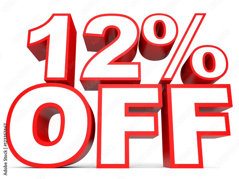 Discount 12 percent off. 3D illustration on white background. Discount 12 percent off. 3D illustration on white background.