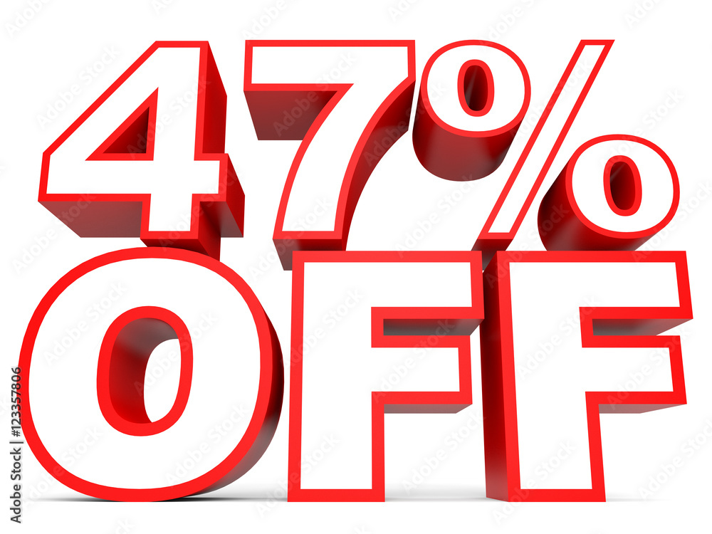 Discount 47 percent off. 3D illustration on white background. Discount 47 percent off. 3D illustration on white background.