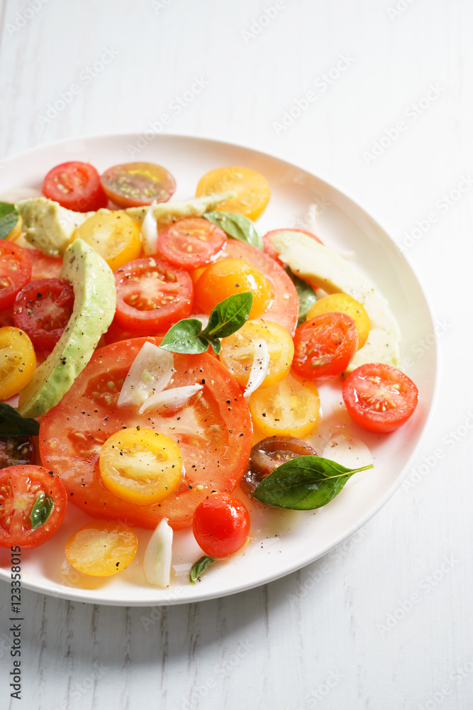 Tomato, avocado and red onion salad Tomato, avocado and red onion salad