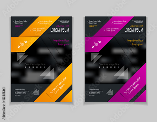 Set template of flyers or brochures or magazines  covers  on  black background