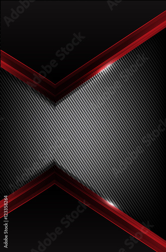 Dark carbon fiber and red overlap element abstract background ve