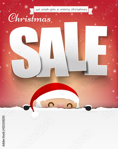 Merry christmas sale text with santa claus vector illustration e
