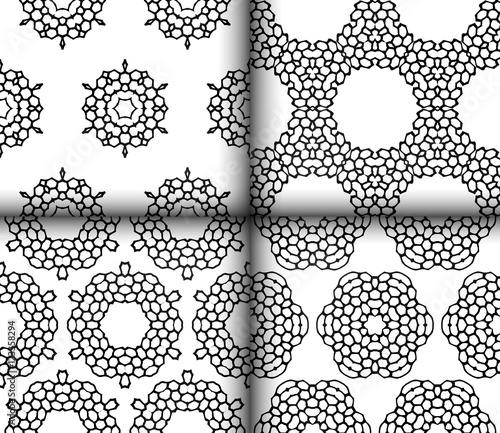 set of four geometric patterns. vector illustration. black-and-white color
