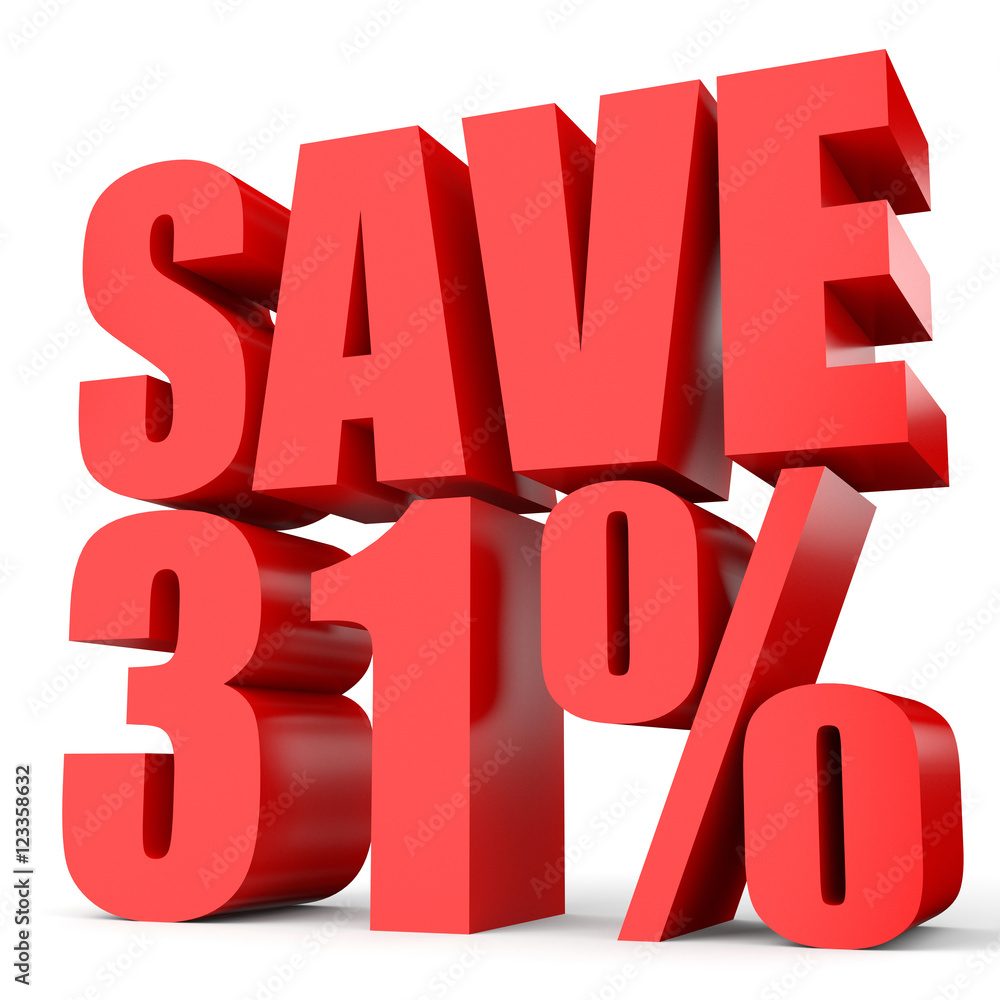Discount 31 percent off. 3D illustration on white background. Discount 31 percent off. 3D illustration on white background.