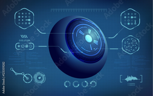abstract technological health care; science blue print; scientific interface; futuristic backdrop; digital blueprint of robot; 3D electronic device