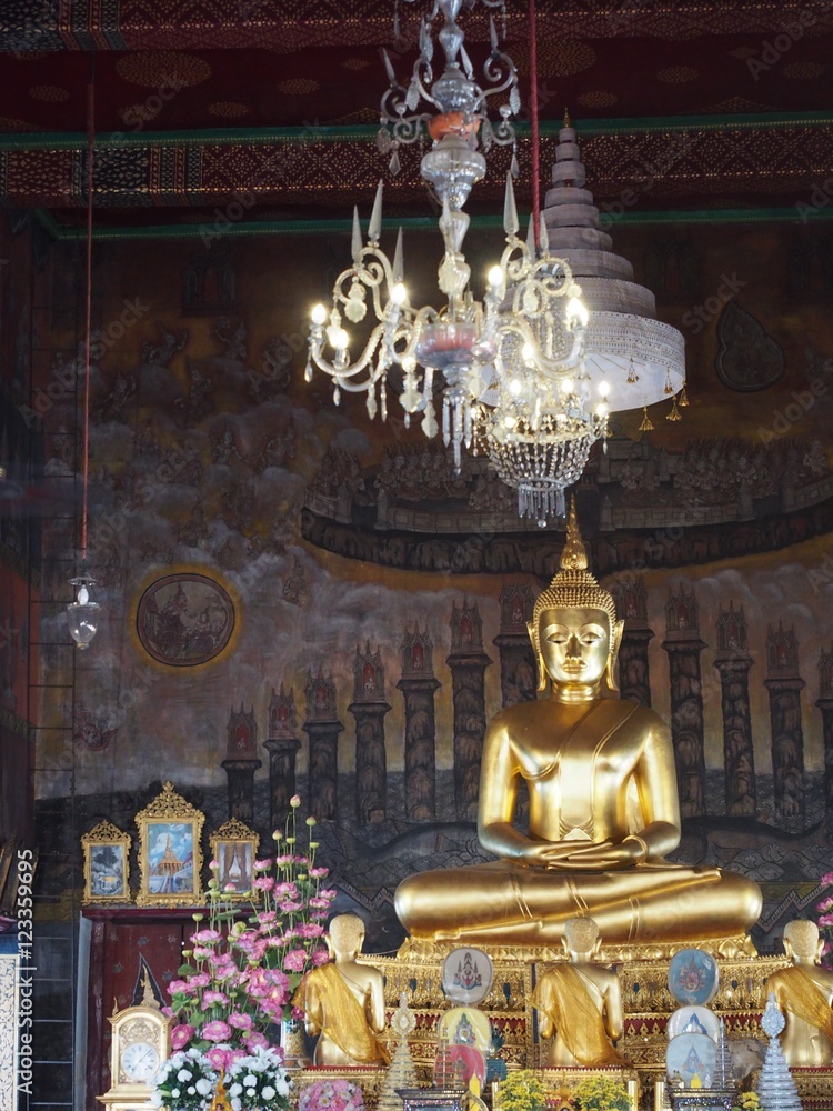 Gold buddha statue from holiday travel at thailand's temple