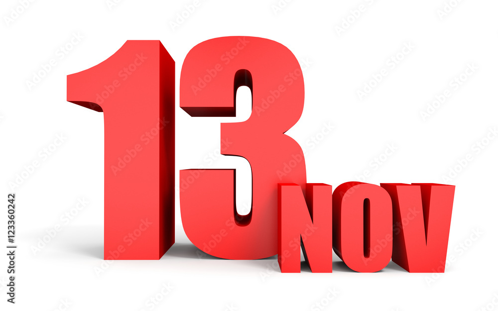 November 13. Text on white background. November 13. Text on white background.