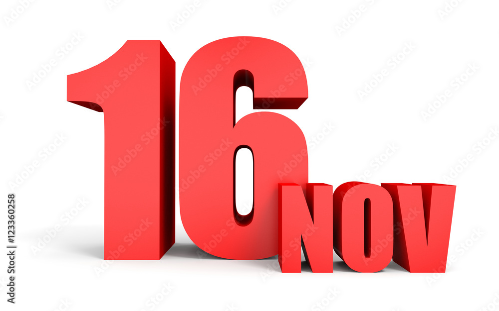 November 16. Text on white background. November 16. Text on white background.