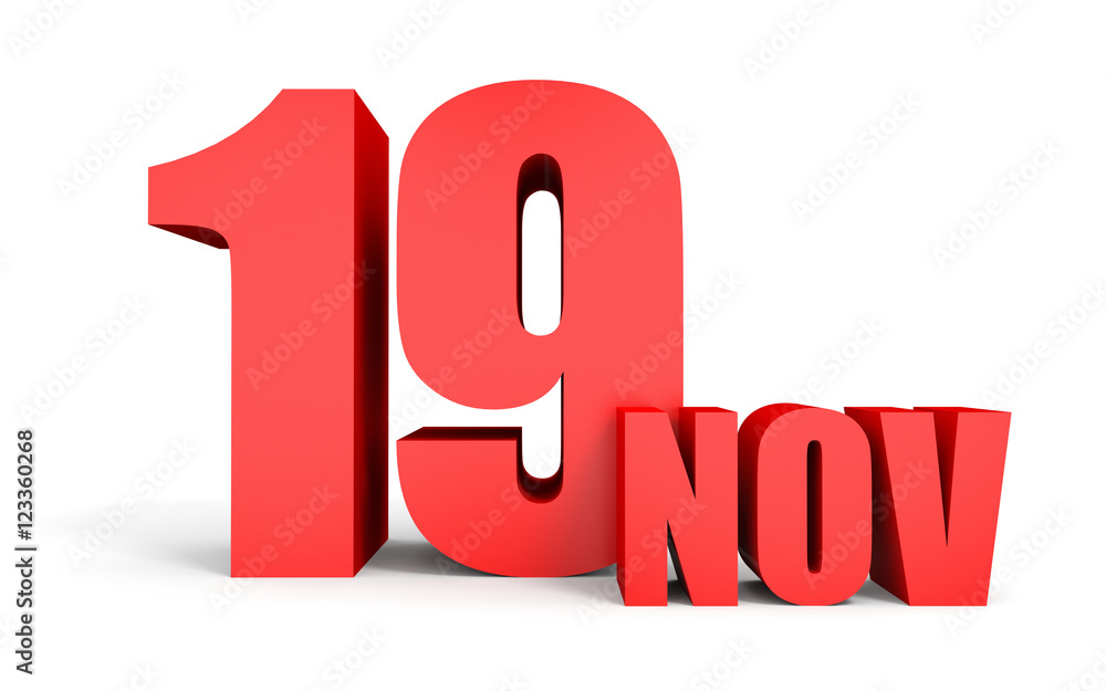 November 19. Text on white background. November 19. Text on white background.