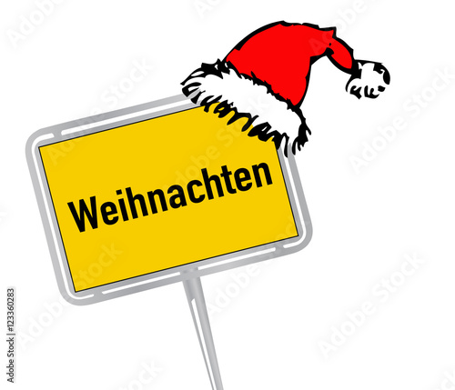 Weihnachtsschild mit Mütze