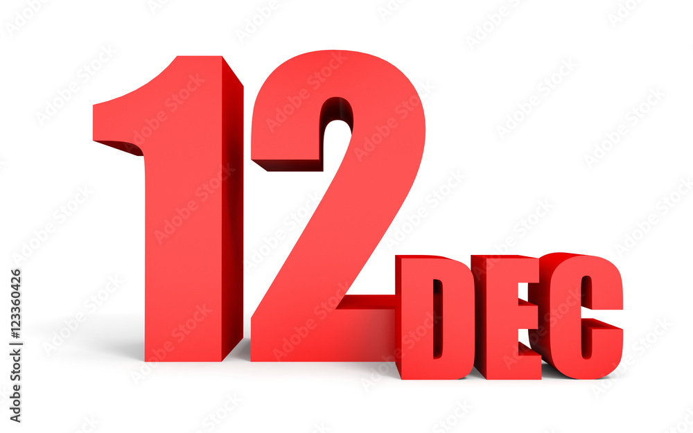 December 12. Text on white background. December 12. Text on white background.