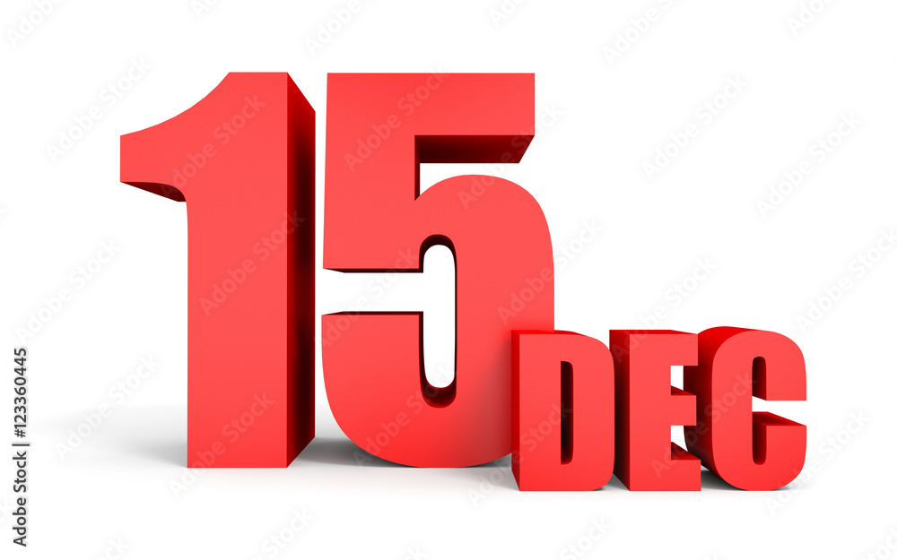 December 15. Text on white background. December 15. Text on white background.
