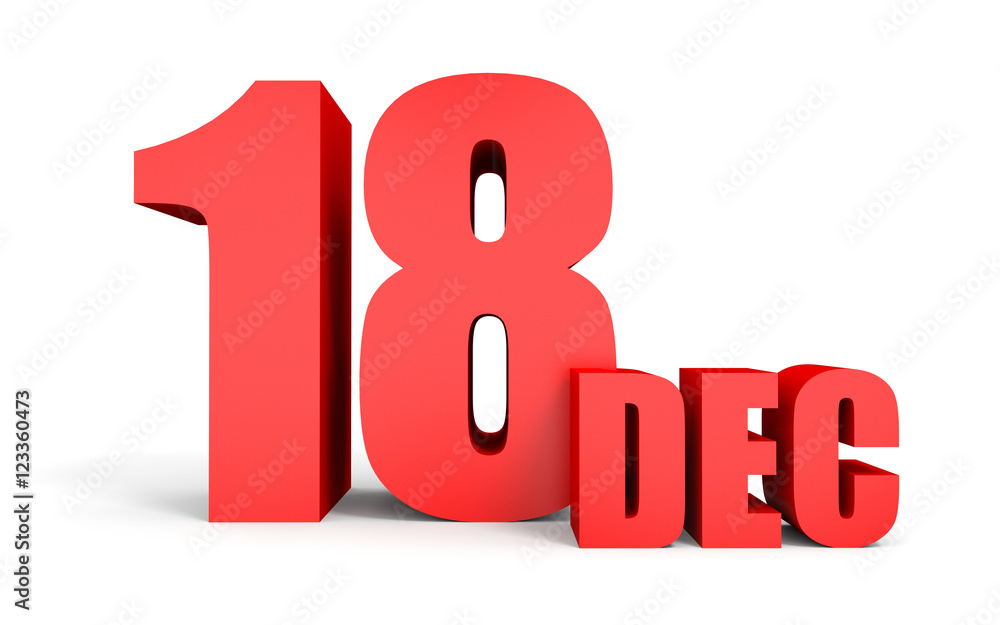 December 18. Text on white background. December 18. Text on white background.