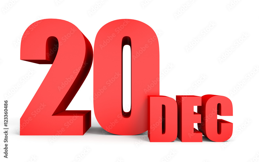 December 20. Text on white background. December 20. Text on white background.