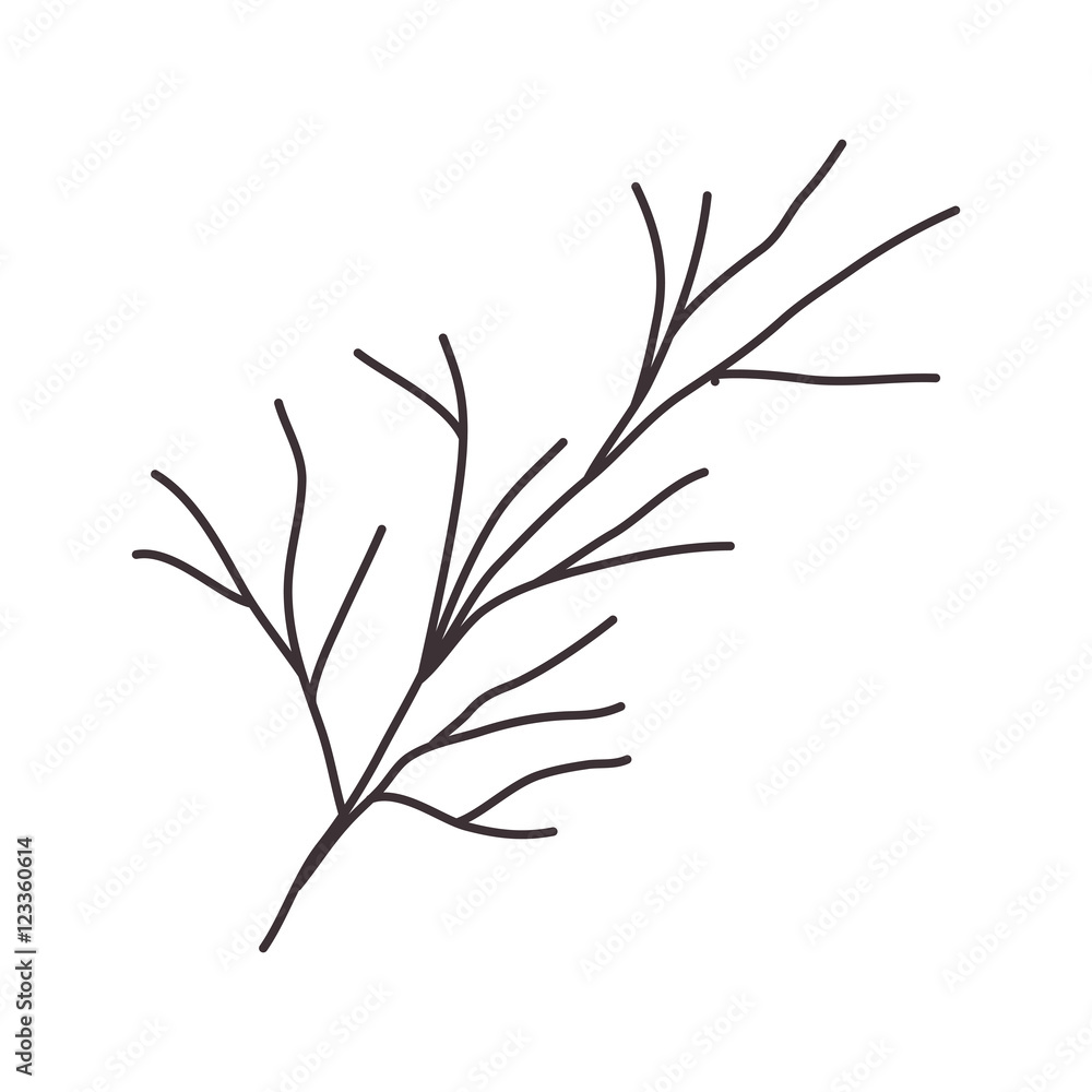 Fototapeta premium stem silhouette drawing with branches vector illustration