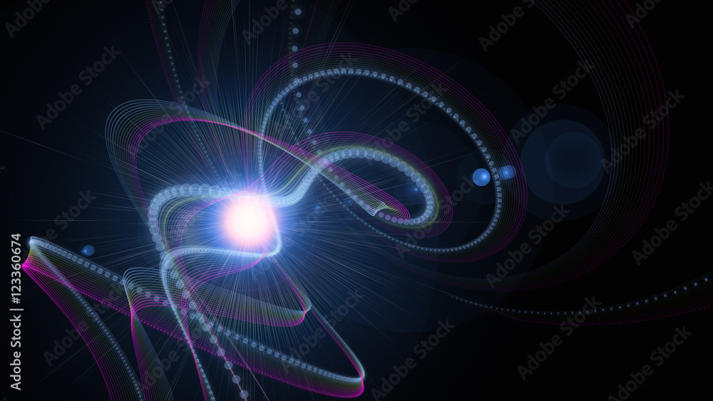 Obraz premium futuristic particle wave background design with lights
