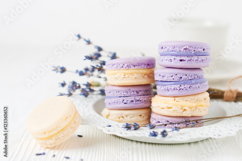 Macaroons with lavender and vanilla filling