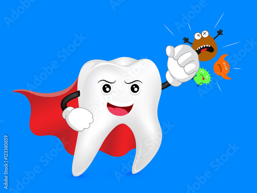 health cartoon tooth boxing with bacteria, great for healthy dental care concept. Illustration