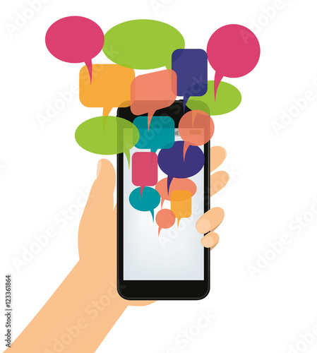 mobile phone with colorful speech bubbles