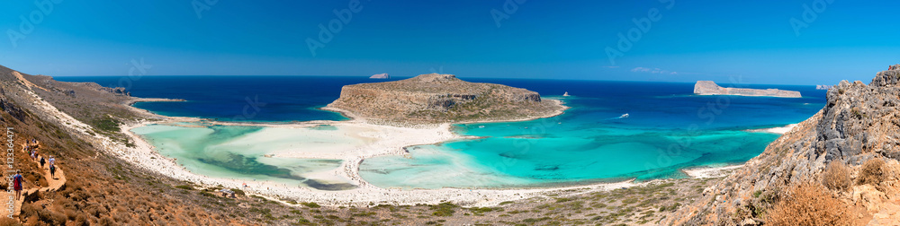 Panoramic view of Balos lagoon and Gramvousa beach, western Crete, Greece