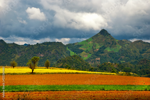 Colorful plowed fields in Burma