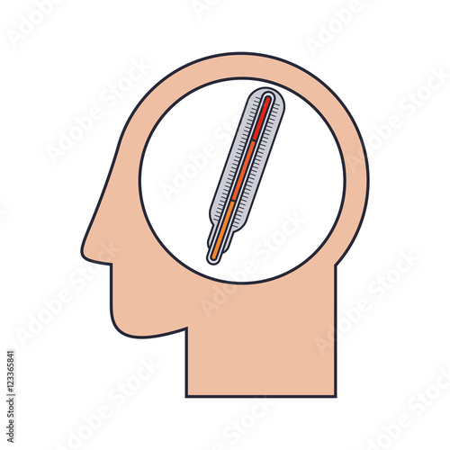 Silhouette head human with thermometer vector illustration photo