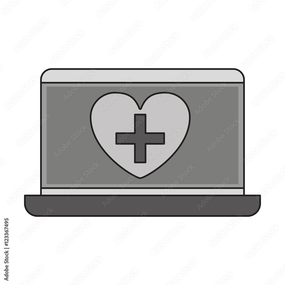 Fototapeta premium monochrome laptop with heart on display vector illustration