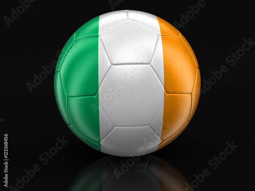 Soccer football with Irish flag. Image with clipping path