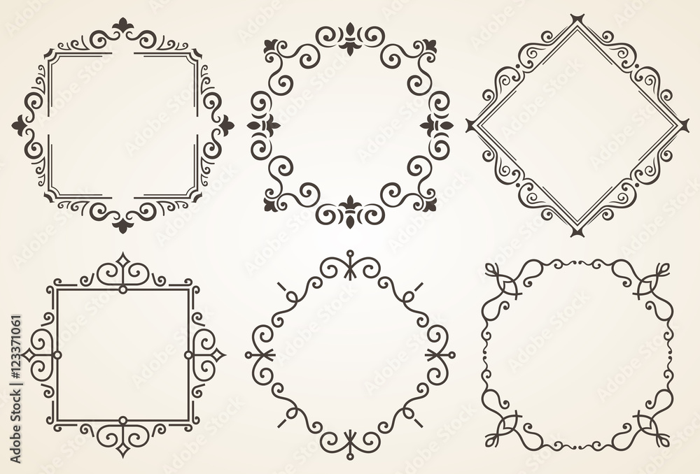 Set of decorative frames vector illustration. Elegant luxury vintage calligraphy frame. Template for greeting card, invitation Set of decorative frames vector illustration. Elegant luxury vintage calligraphy frame. Template for greeting card, invitation